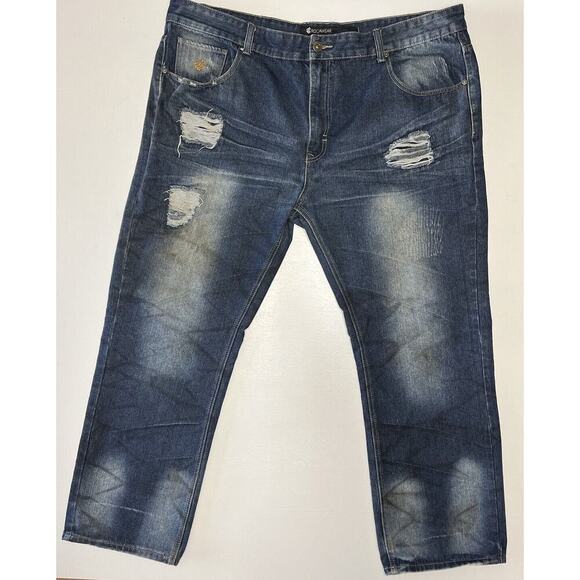 Vintage‎ Rocawear Baggy Jeans Mens Size 46x31 Blue Denim Y2K Distressed Hip Hop - Picture 1 of 14